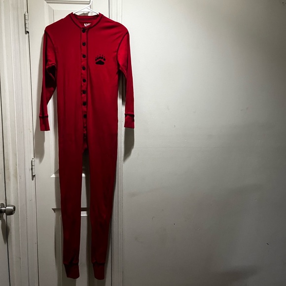 Lazy One Red Onesie with Bear Bum design on detachable back - Picture 2 of 16